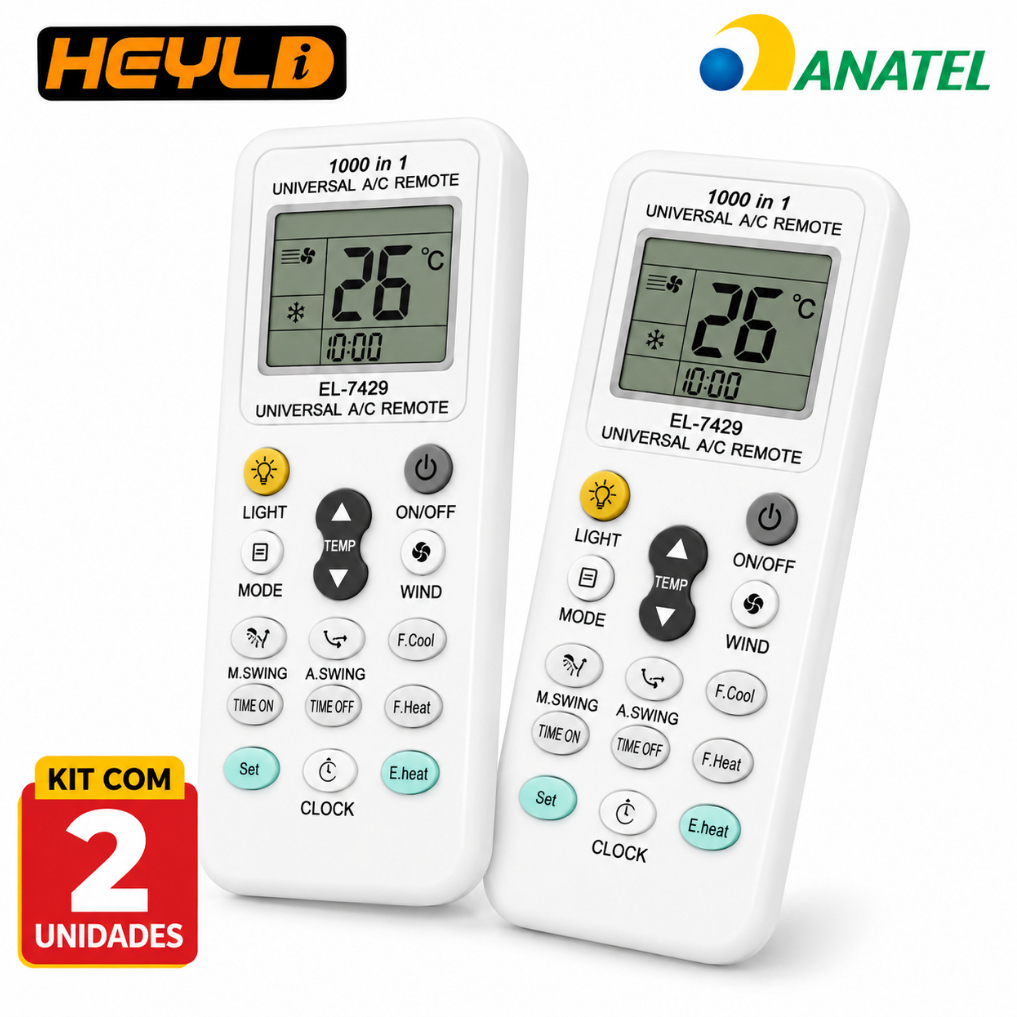 2 Controles Remotos Ar Condicionado Universal Premium Todos Modelos