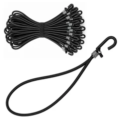 Kit Elástico Fixador Extensor Lona 35cm Caminhão Piscina Carreta Toldo Corda Preto Gancho