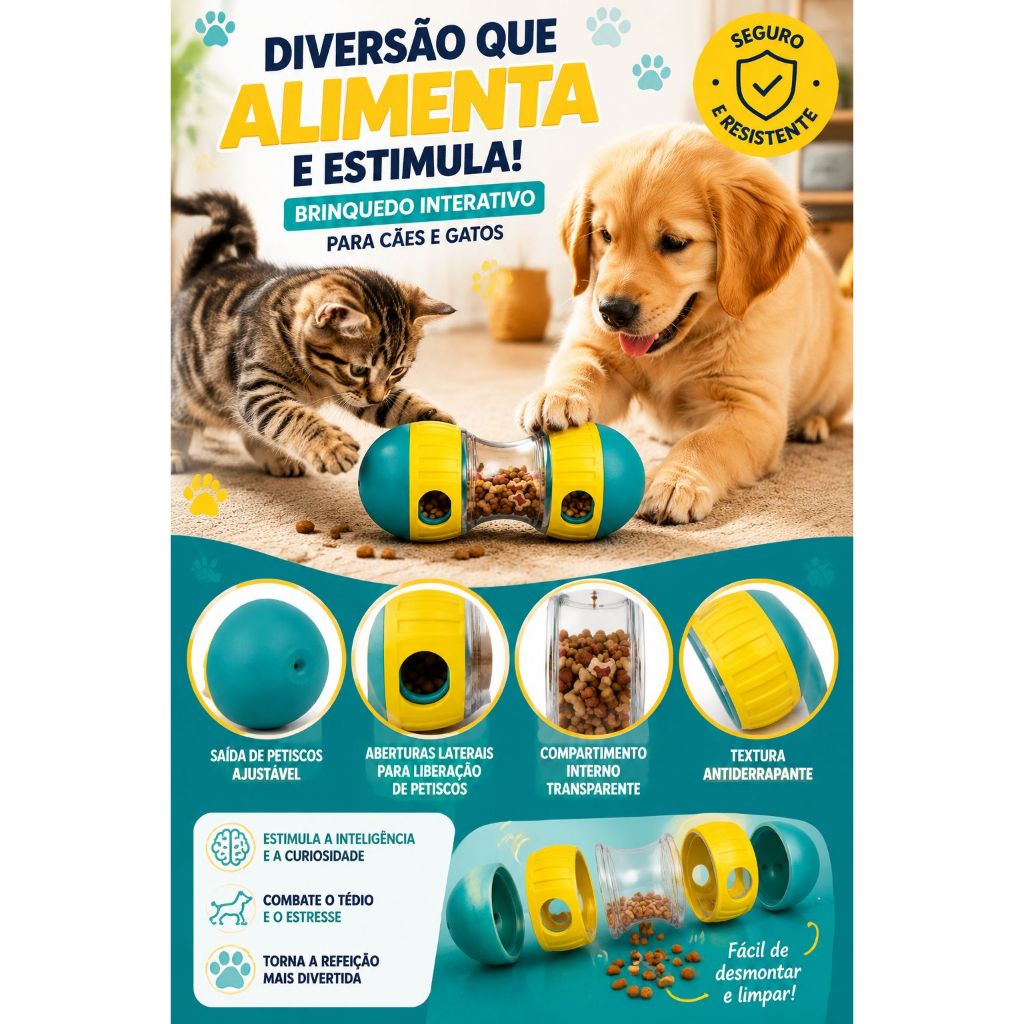 Brinquedo Comedouro Interativo Pets Dispensador De Ração