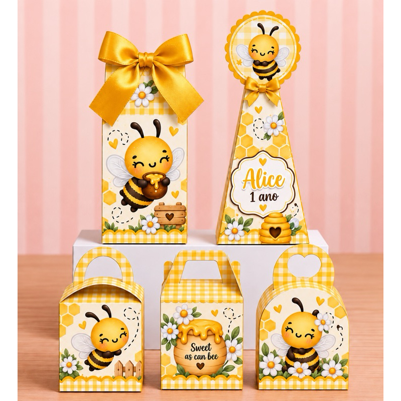 Caixinhas Personalizadas Abelha Abelhinha Festa Infantil | Lembrancinhas de Aniversário | Kit Festa