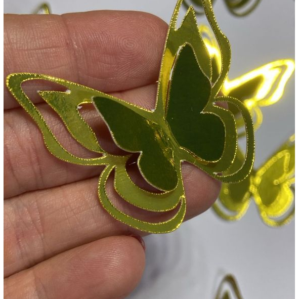 Kit 25 Borboletas Douradas em Lamicote | Apliques Decorativos