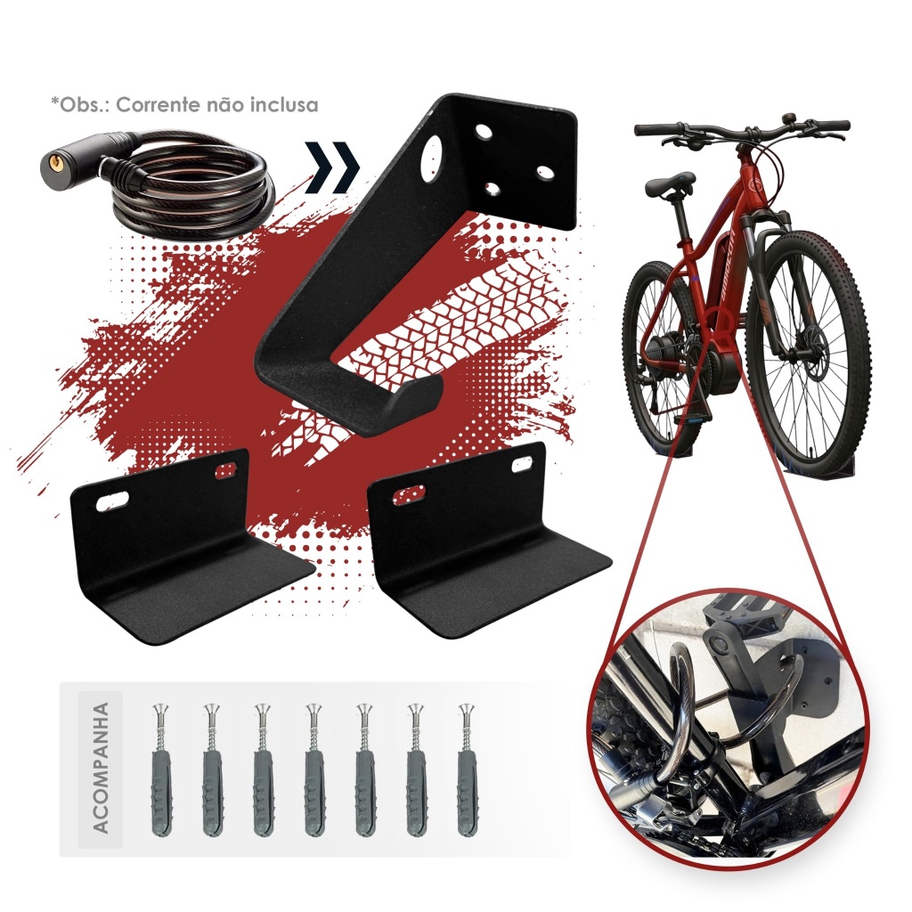 Suporte de Parede Para Bicicleta Horizontal em Aço Reforçado