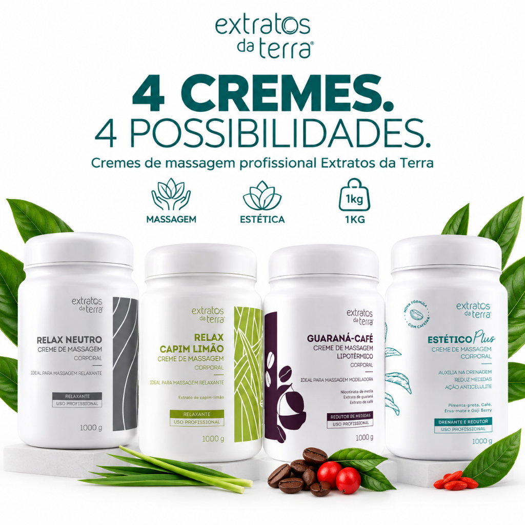 Creme Profissional Deslizamento Para Massagem Redutor Celulite Relaxamento Extratos da Terra