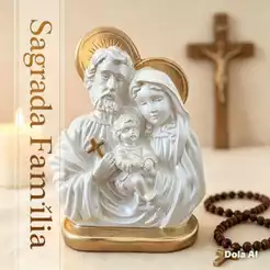 imagem busto sagrada familia 18 cm gesso perola e dourado presente de casamento padrinhos arte sacra decoração religiosa