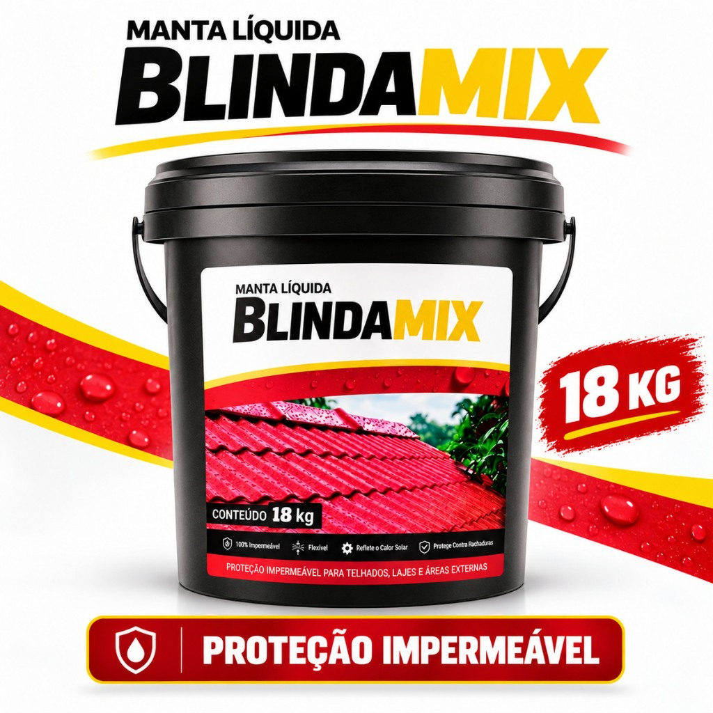 Manta Líquida Impermeabilizante Blindamix 18kg Tinta Emborrachada para Laje Telhado Parede Anti Infiltração