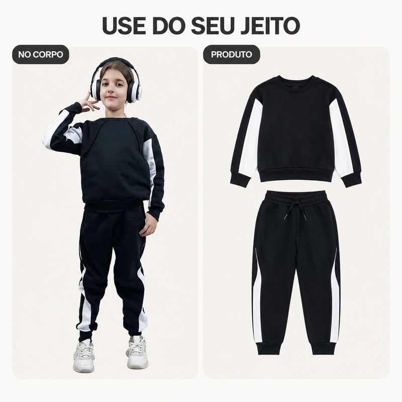 Conjunto Moletom Infantil Juvenil Menino Menina – Tamanhos do 6 ao 16