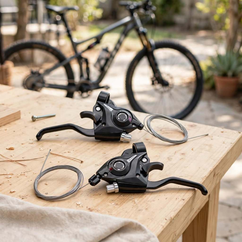 PAR ALAVANCA CÂMBIO BICICLETA 3X7 21V TIPO SHIMANO YAMADA · foto 2