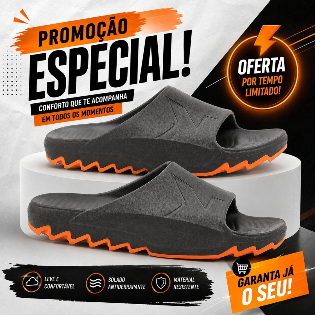 Chinelo Masculino Slide em EVA Confortavel com Design Robusto e Muito Estiloso Para o Dia a Dia