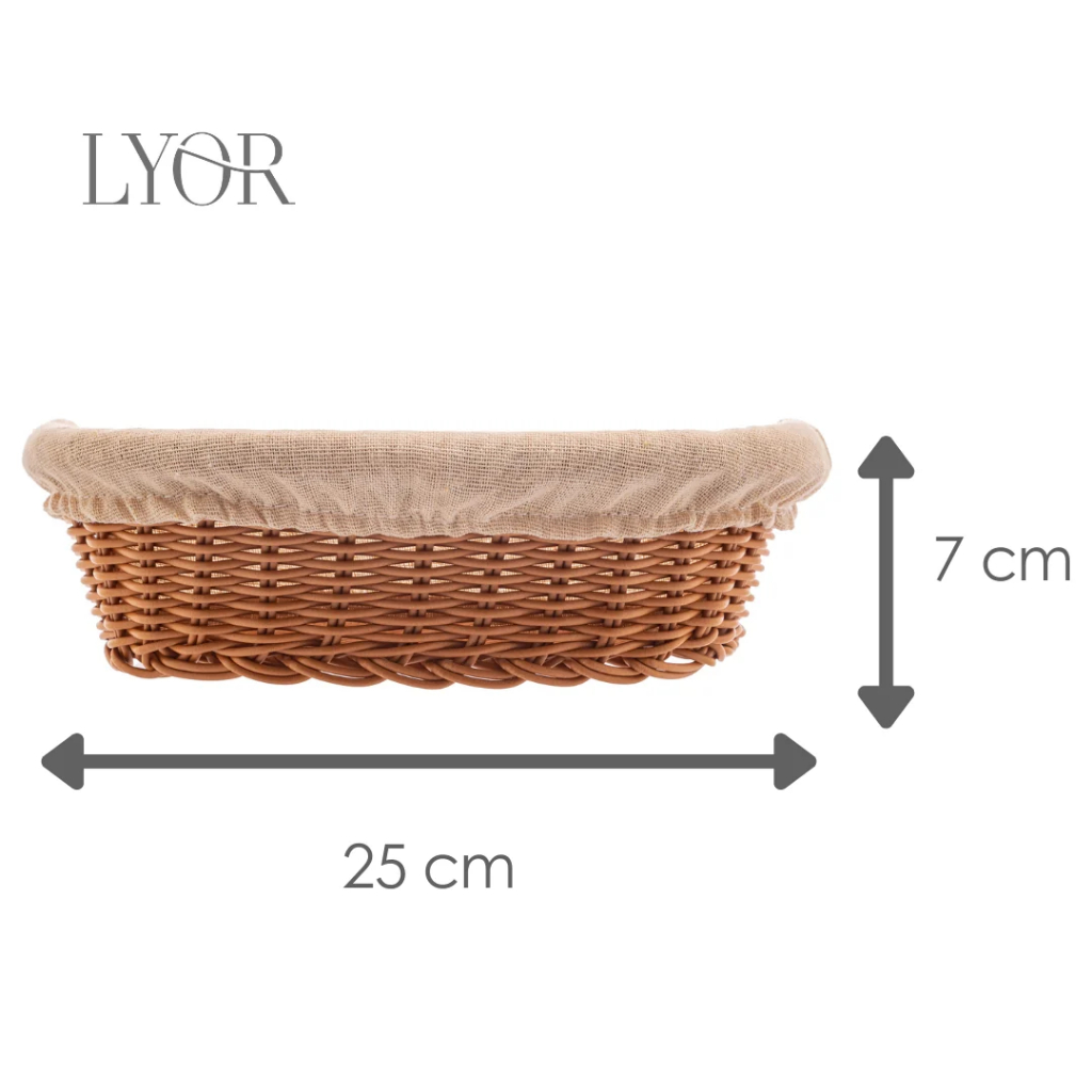 Cesta Oval com Forro Lyor de Rattan Plástico 24cm para Pães Frutas Organizador Cozinha Mesa Decoração Sala Casa Presente · foto 2