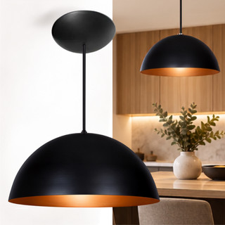 Pendente Decorativo Meia Lua 30cm Kit1 Vintage Regulável Cabo 1m Casa Sala Quarto Cozinha Ambiente