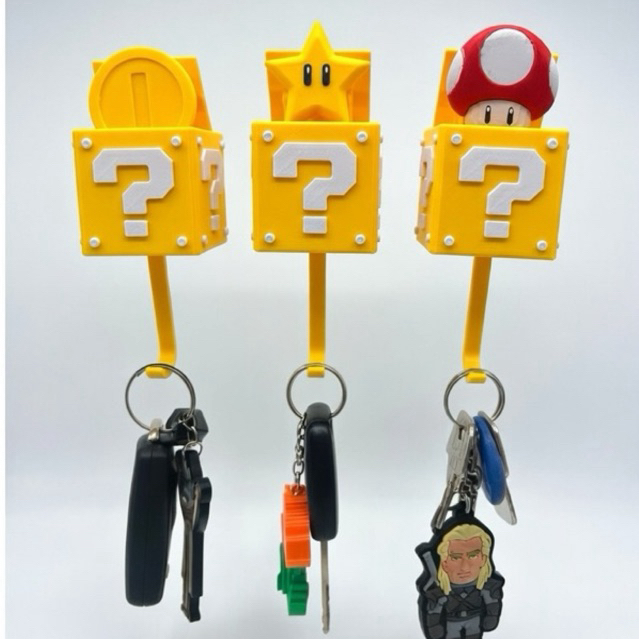 Combo 3 Porta Chaves Geek Cogumelo Estrela Moeda