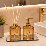 Kit de lavabo com difusor de varetas e saboneteira