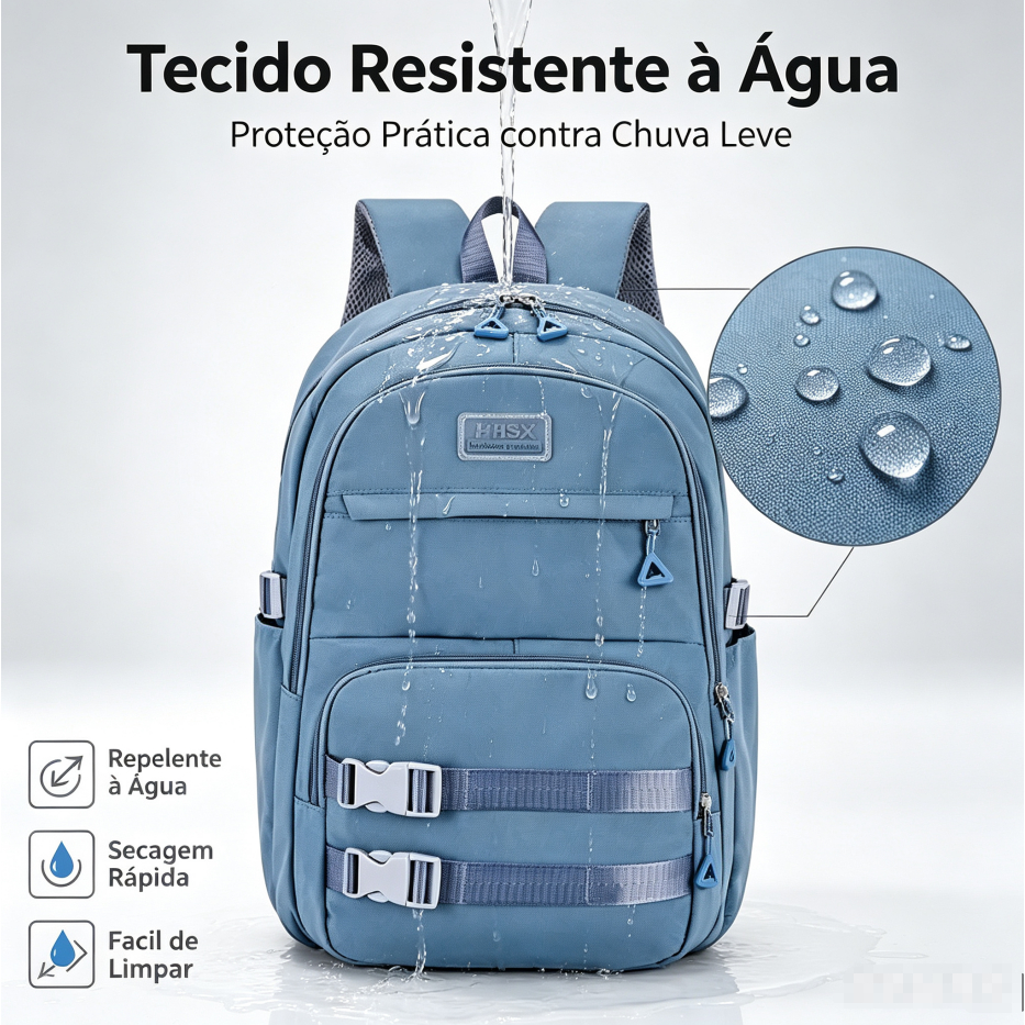 Mochila Nylon Impermeável Feminina Grande Capacidade para Faculdade Trabalho — imagem 2 de 2
