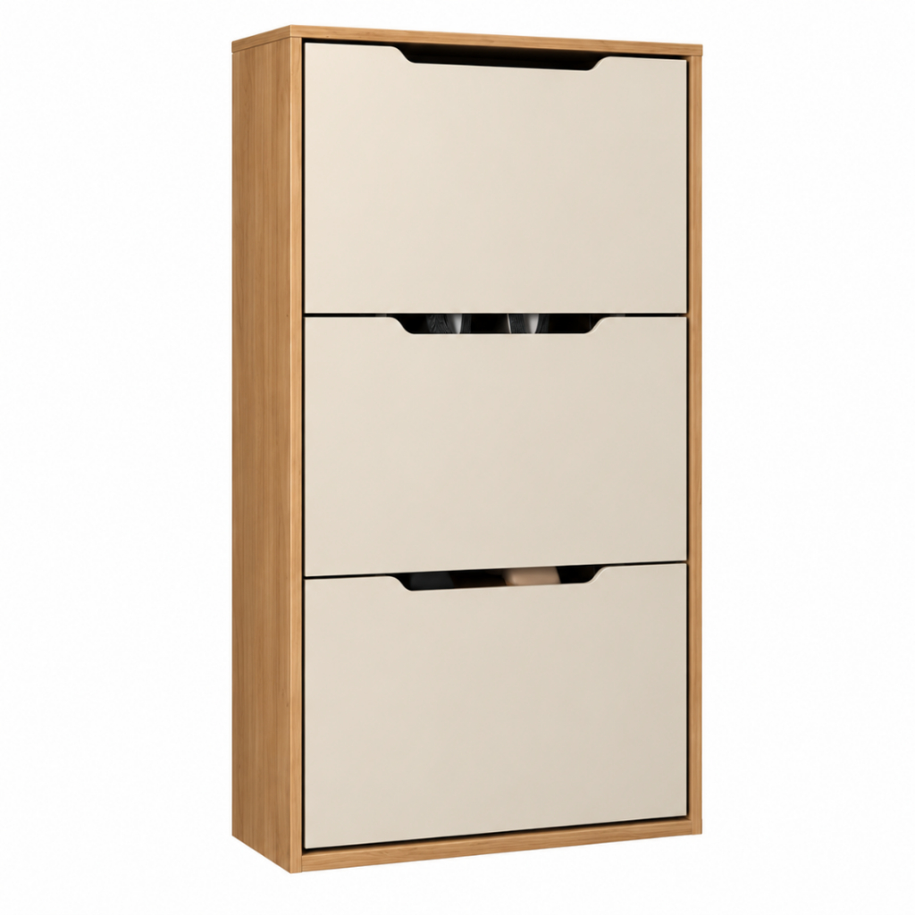 Sapateira Retrátil Inclinável 3 Portas Basculantes Organizador Multiuso Puxador Cava-Para Calçados Hall Entrada e Quarto