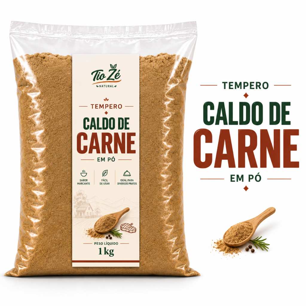 Caldo de Carne em Pó Tempero – 1kg, 500g e 250g | Arroz, Feijão, Carnes e Molhos