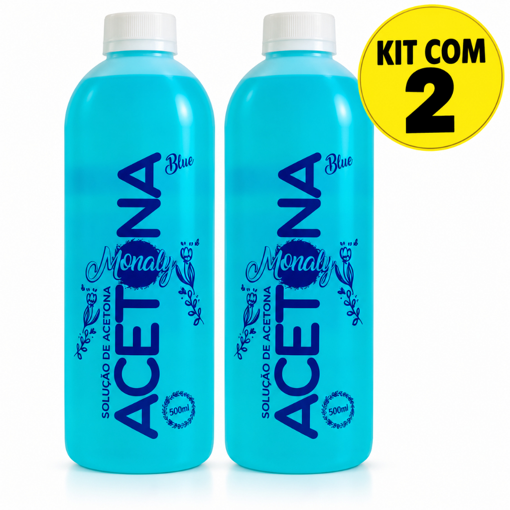 Kit 2 Removedores de Esmalte Acetona Blue Monaly 500ml