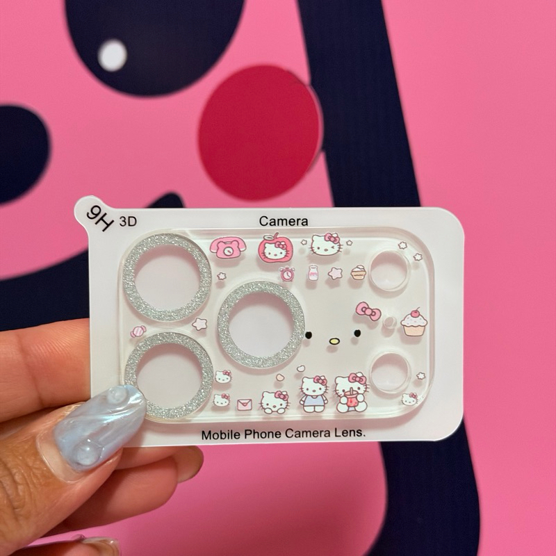 Película Vidro Temperado 9H para Câmera iPhone 17 Pro / 17 Pro Max Decorada Glitter 3D