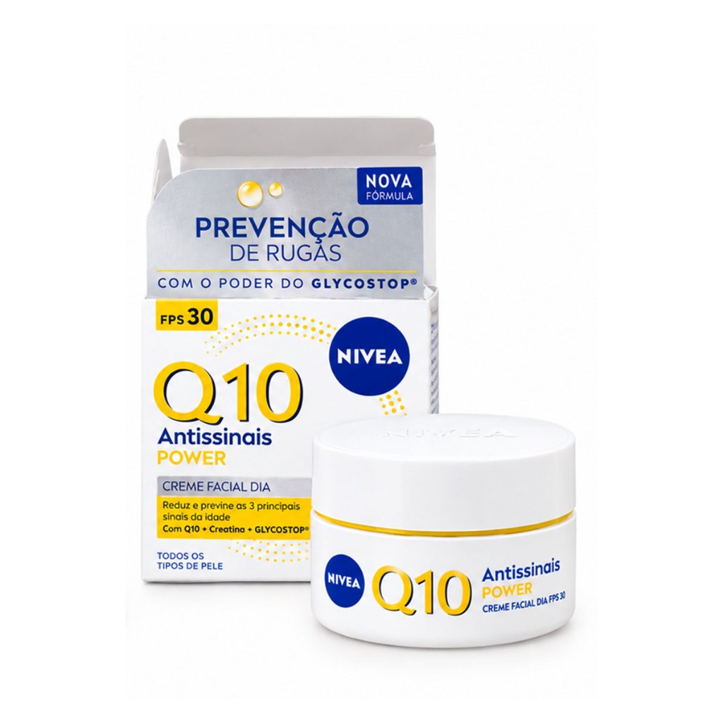 Creme Facial Antissinais FPS30 NIVEA Q10 Power 47g Todos os Tipos de Pele Hidratante Anti-Idade URB
