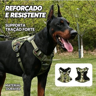Peitoral Tático Militar Cachorro Grande Porte Ajustável Colete para Cães com Alça Reforçada