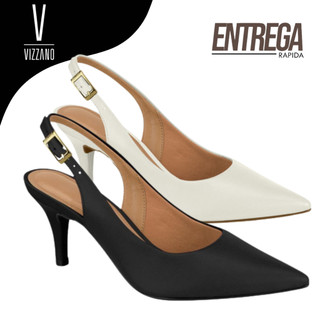 Scarpin Feminino Vizzano Bico Fino Slingback Recorte V Casual Social Confortavel Leve Original