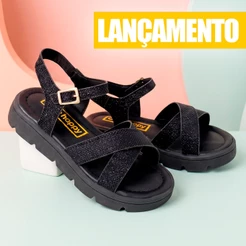 Sandalia Infantil Menina Feminino Preto Club Happy Feminina