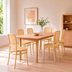 Kit 6 Cadeiras Roma em Polipropileno para Sala de Jantar e Cozinha Design Moderno Bege Suporta até 120kg
