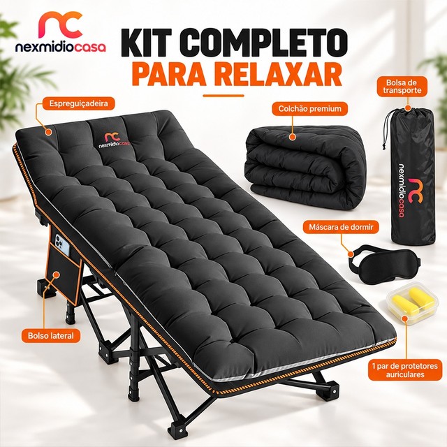 Espreguiçadeira Cama Dobrável Reclinável Com Colchão Suporta Até 150 kg Para Piscina Camping Praia