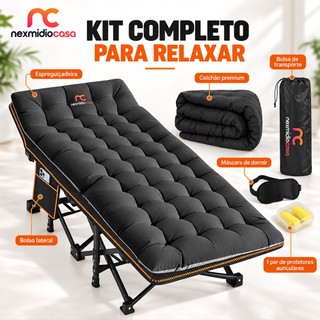 Espreguiçadeira Cama Dobrável Reclinável Com Colchão Suporta Até 150 kg Para Piscina Camping Praia