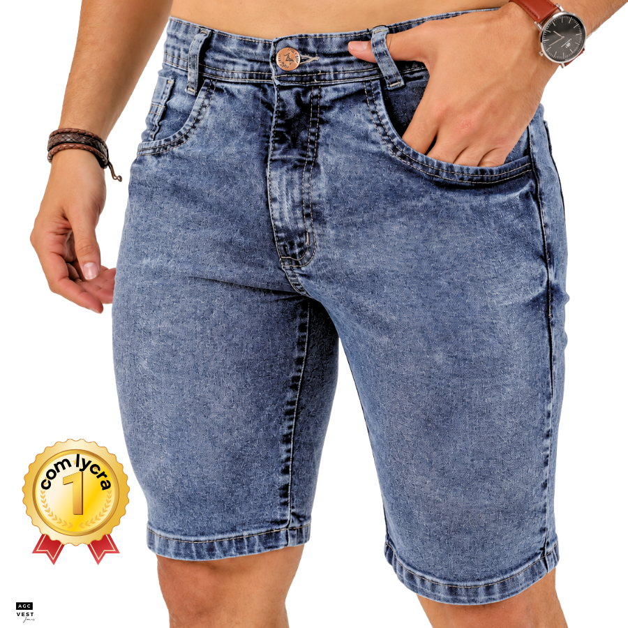 Bermuda Jeans Masculina Marmorizada Premium Casual Estilo Slim Envio Imediato Short jeans - tamanhos grandes