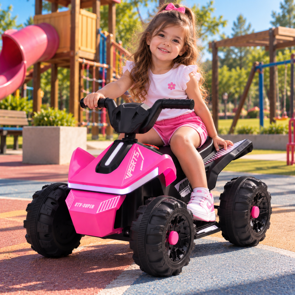 Carrinho Quadriciclo Passeio Eletrico Maral Infantil com Haste Aro de Proteção Som Luz e Bateria 6v
