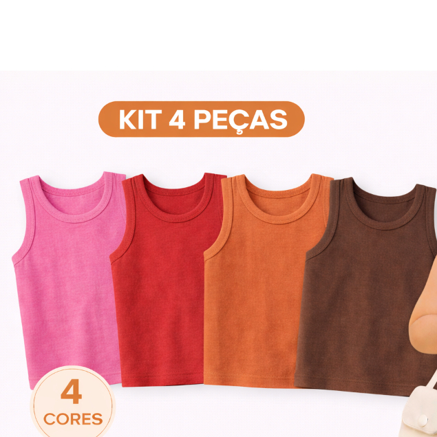 Kit 4 Regatas Infantil Menina Malha Premiun Canelada Confortavél Alta Elasticidade