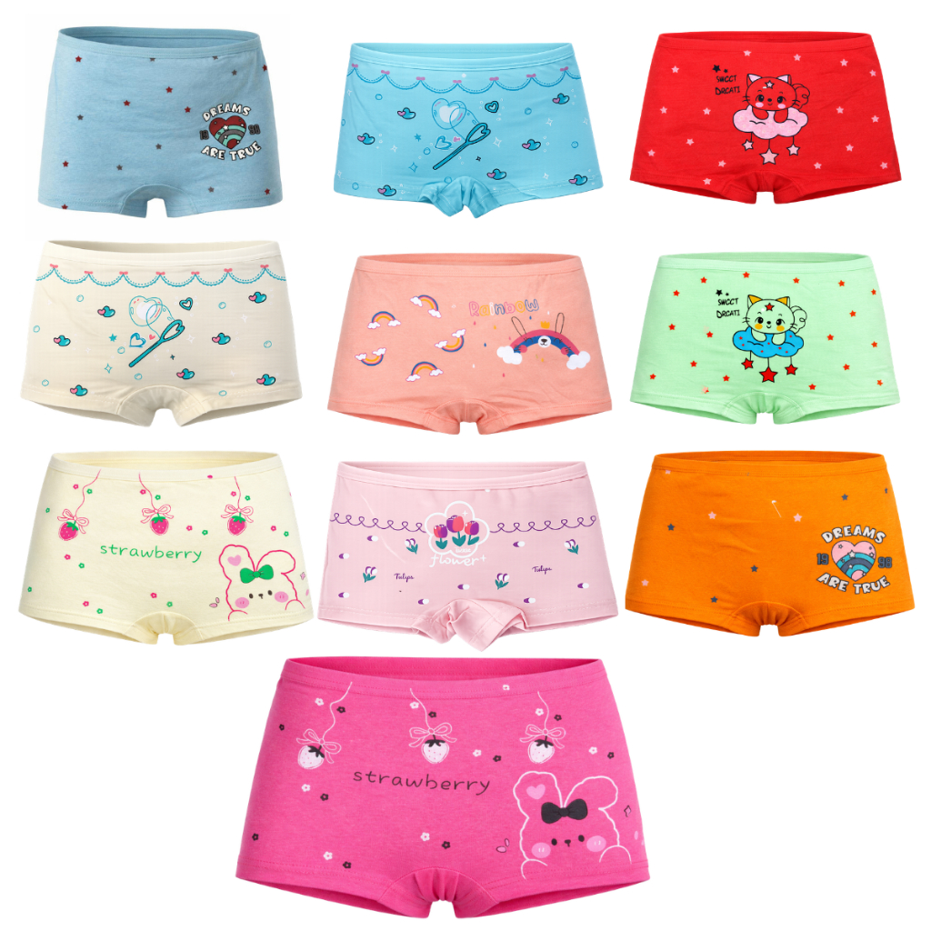 Kit 03 05 OU10 Calcinha Box Shortinho FEMININA MENINA INFANTIL JUVENIL Boxer Confortável Criança Estampas Sortidas