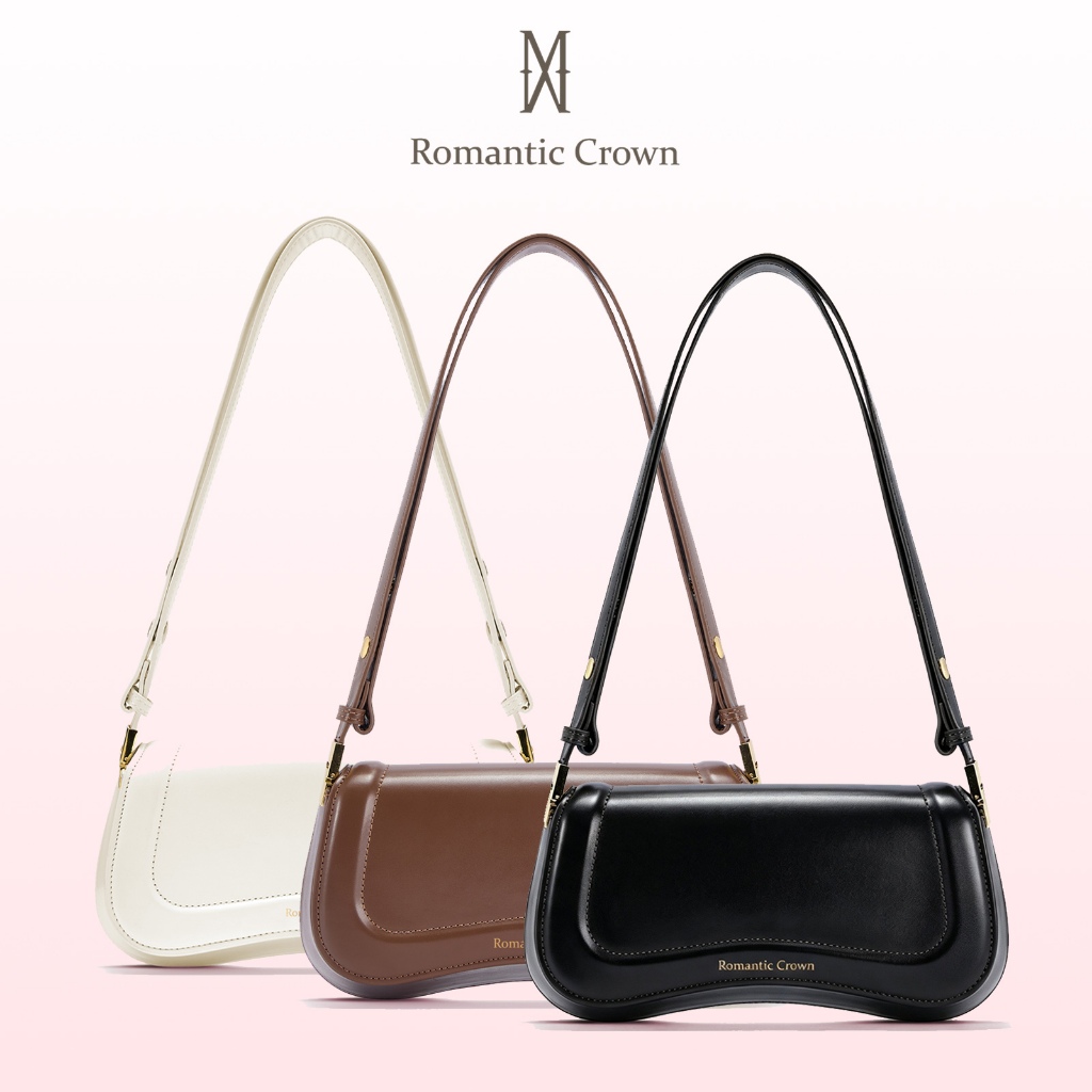 ROMANTIC CROWN Bolsa de Ombra Feminina com Alça Ajustável, Bolsa Feminina Elegante com Couro Sintetico Preto, Presente