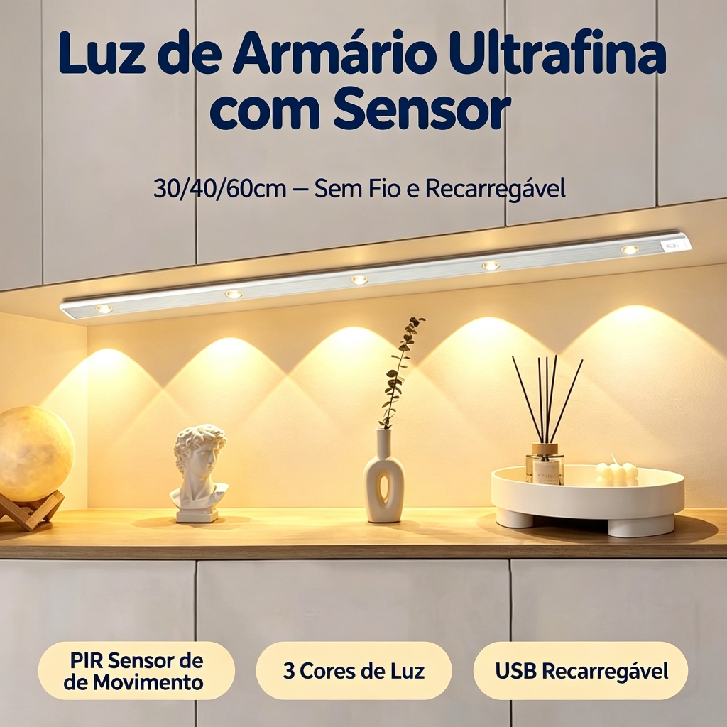 Ultra fino diodo emissor de luz 30/40/60cm armário lâmpada pir sensor de movimento sem fio usb recarregável luz
