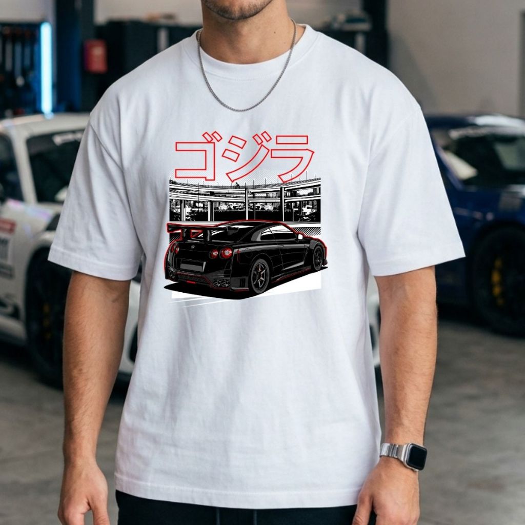Camiseta Oversized Streetwear Carro Corrida Esportivo Masculino Feminino Camisa Larga Algodão Preto Branco