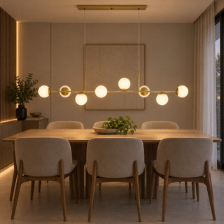 Luminária de teto Lustre Pendente Barem 8 Globos de vidro  1,2m de cabo Industrial Moderno