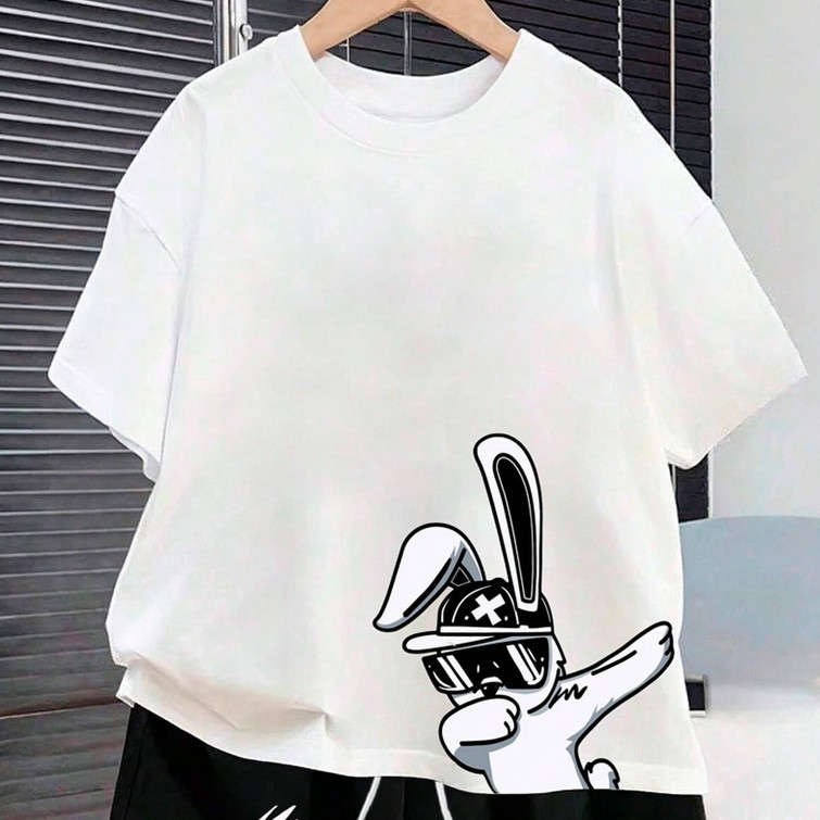 Camiseta Coelhão Dab, Camiseta infantil estilosa malha 100% algodão, Camisa infantil e adulto