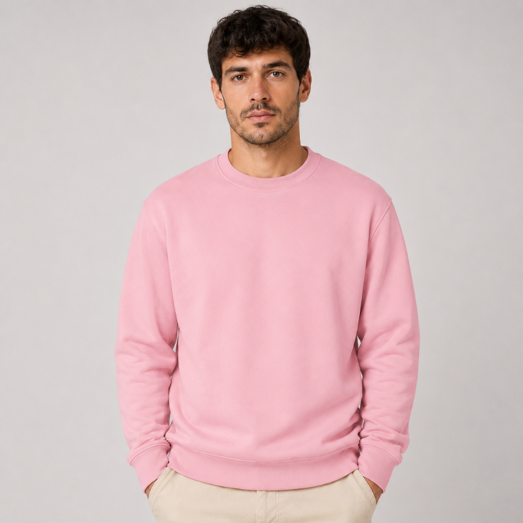 Moletom Unissex Gola Careca Flanelado ROSA – Blusa de Frio Masculino e Feminino Inverno