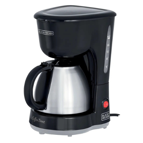 Cafeteira elétrica jarra inox térmica 18 Cafés Design Moderno Preto