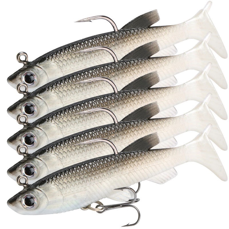Kit 5 Iscas Artificial Soft Bait Tucunaré Traira Corvina