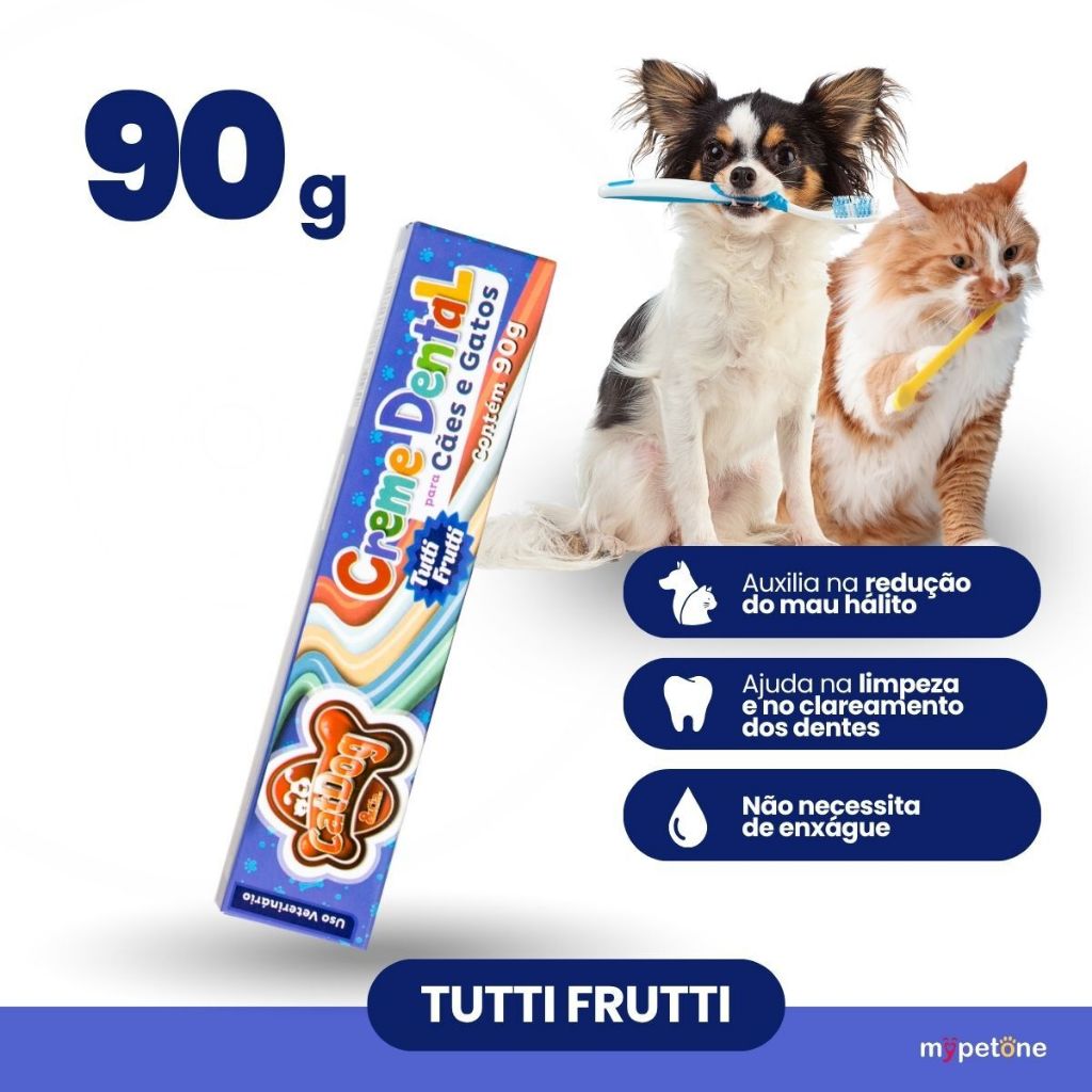 Creme Dental Tutti-Frutti CatDog & Cia para Cães e Gatos - 90g