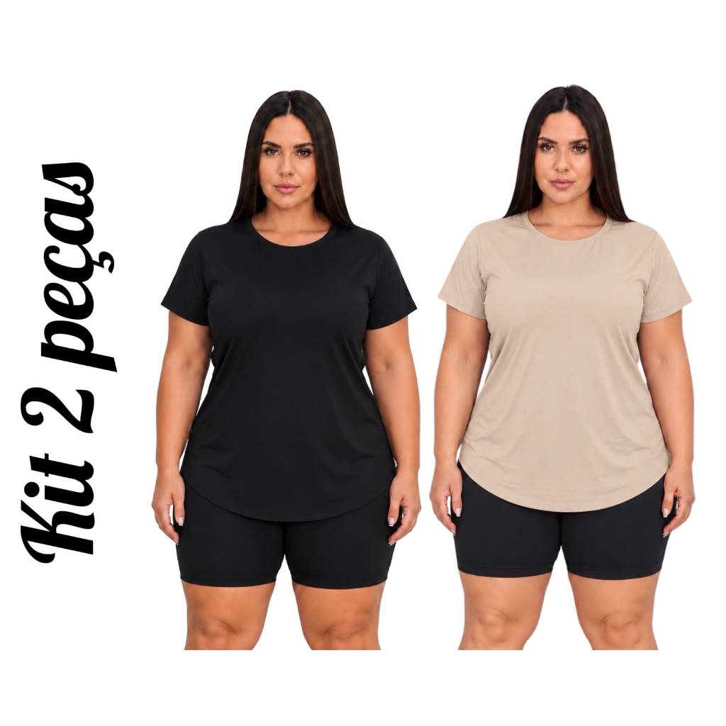 Kit 2 Blusa PLUS SIZE Camiseta Sobre Legging Feminina Academia Tampa bumbum fitness Dia Dia