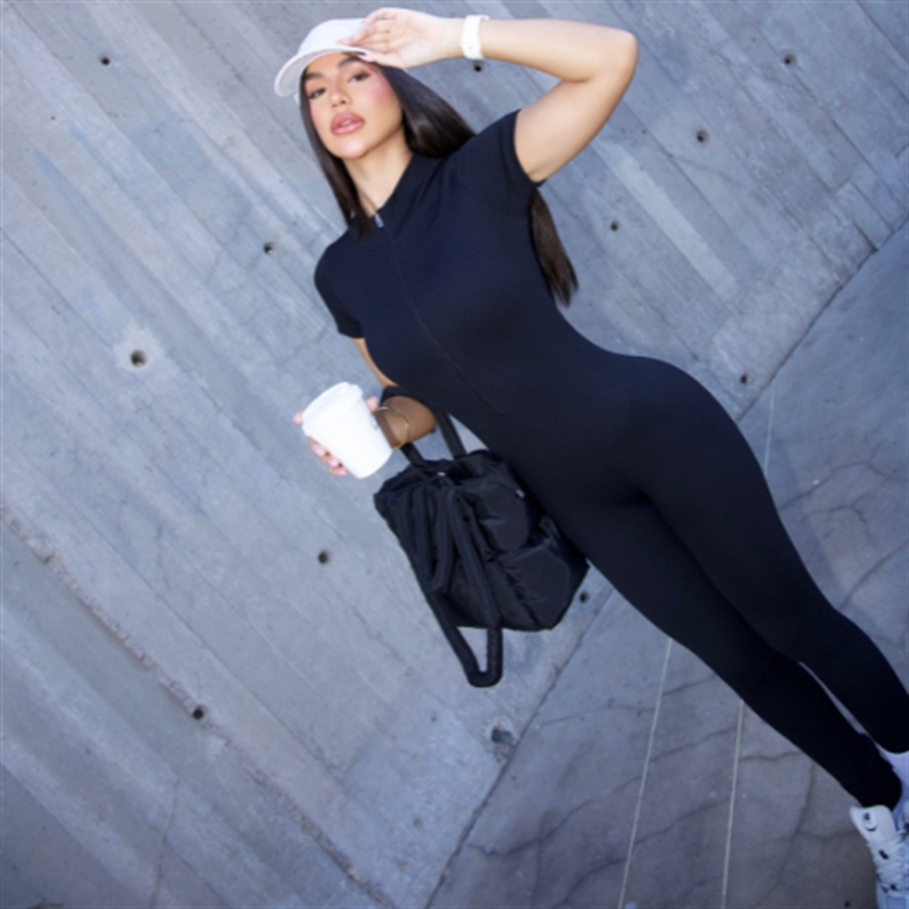 Macacão Fitness Feminino Zíper Premium com Elastano Modelador Academia Moda Fit Compressão