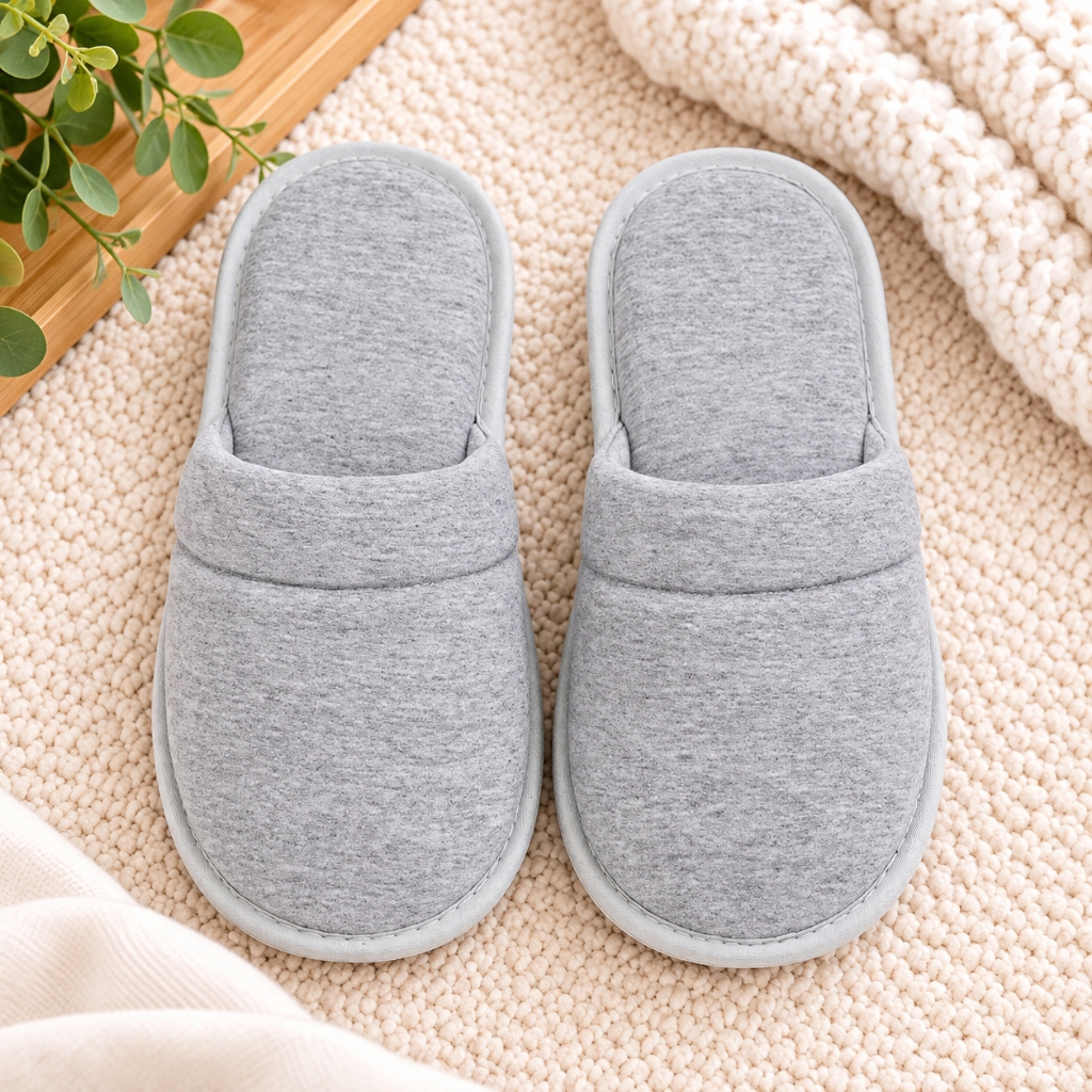 Pantufa Chinelo de Quarto Feminino Tecido Algodão Meia Malha Confortável e Versátil