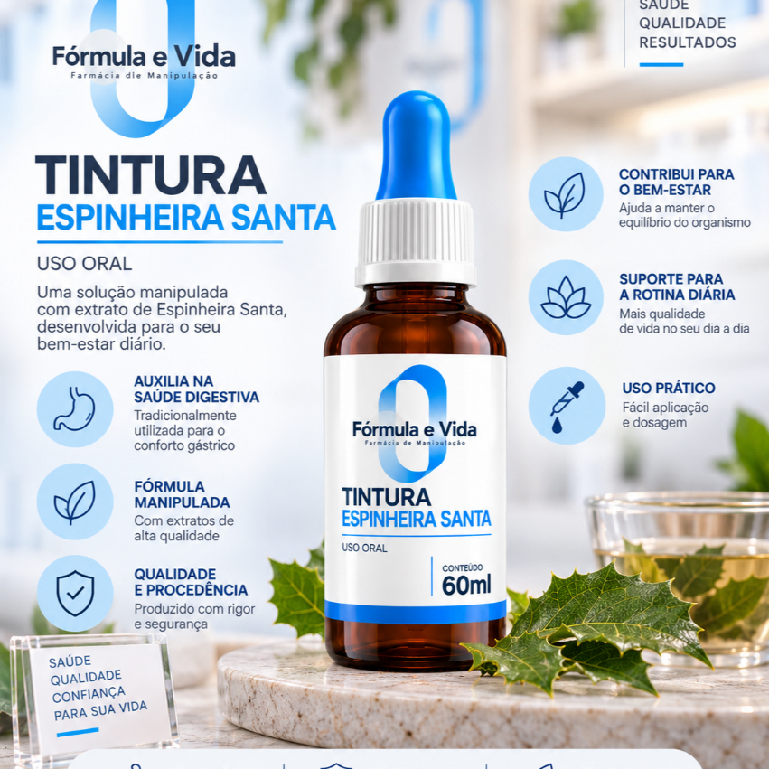 Tintura Espinheira Santa 60ml Tintura Mãe Fórmula e Vida — imagem 2 de 2