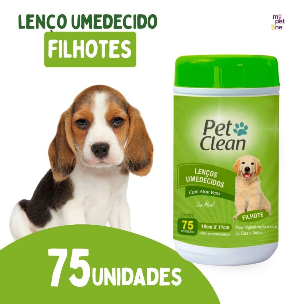 Lenço Umedecido Filhote Pet Clean - 75 Unidades