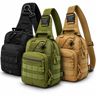 Bolsa Tática Transversal Masculina Militar Mochila de Ombro Crossbody com Vários Bolsos