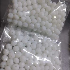 Miçangas Contas De Cristal Vidro Branco Leitoso 8mm "ACHATADAS"