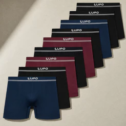 Kit 10 Cuecas Boxer Lupo Masculina Microfibra Poliamida Sem Costura Confortável Original Adulto
