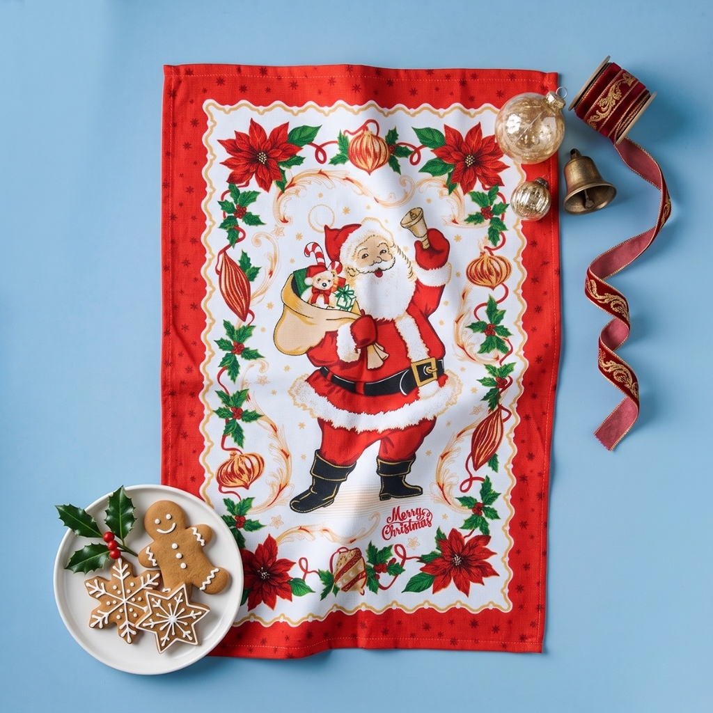 Pano De Prato Natal Atoalhado Dohler Atacado Kit Com 7 Peças